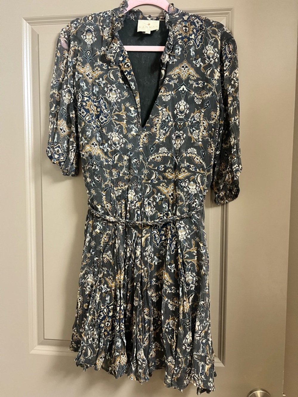 Hannah Artwear Mini Dress Size 2 Large Floral Boho